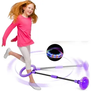Balle De Cheville Sauteuse Avec Anneau Pliable – Jouet De Saut Clignotant Pour Enfants – Violet, 62 Cm – Cadeau Anniversaire Ou Noël