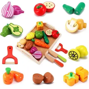 Jouet bois Montessori cuisine - Aliments fruits légumes - Cadeau enfan... pas cher