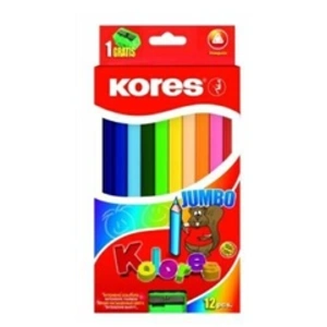 Kores crayons de couleur jumbo, tui de 12, en carton bb93512
