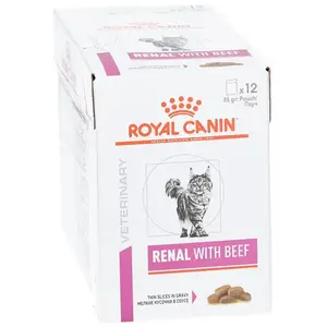 Comparateur de prix : Royal Canin Pâtée Renal Boeuf Chat 12x85g - Veterinary Health Nutrition
