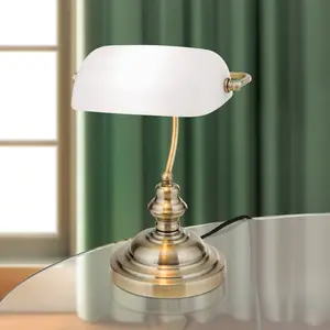 Orion Lampe à poser Onella style banquier opale pas cher
