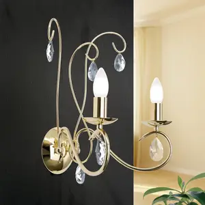 Orion Applique murale Alessia à 2 lampes verre cristal or pas cher