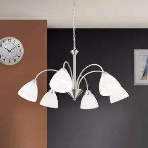 Orion Charmante suspension KINGA à 6 lampes, nickel pas cher