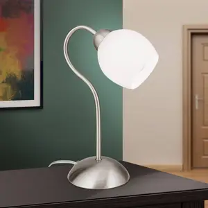 Orion Lampe à poser Doma, nickel satiné, hauteur 30 cm, verre pas cher