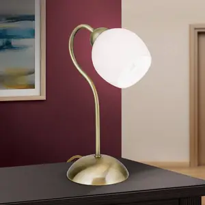 Orion Lampe à poser Doma, laiton vieilli, hauteur 30 cm, verre pas cher