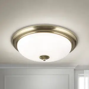 Orion Plafonnier Empire, Ø 48 cm, laiton, verre opalin mat pas cher