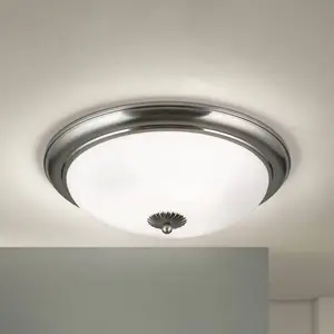 Orion Plafonnier Empire, Ø 48 cm, nickel mat, verre opalin mat