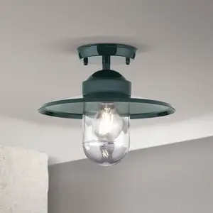 Orion Plafonnier d'extérieur Edward, vert, Ø 27,5 cm, aluminium/verre pas cher