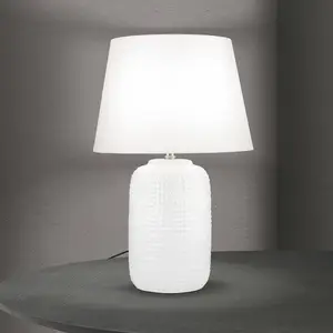 Orion Lampe de table Coral, blanc, hauteur 51 cm, céramique/lin pas cher