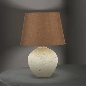 Orion Lampe de table Masai, crème/brun, hauteur 46,5 cm, céramique/linVendu parluminaire