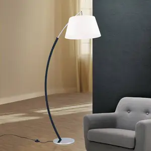 Orion Lampadaire arqué Philipp tissu chromé/noir