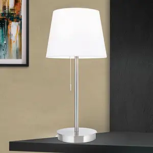 Orion Lampe à poser Ludwig et port USB, blanc/nickel mat pas cher