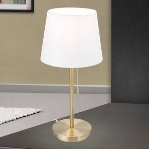 Orion Lampe à poser Ludwig port USB, blanc/laiton ancien pas cher