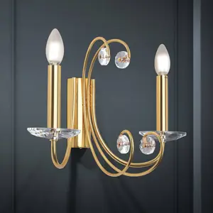 Orion Applique murale Ariane, doré, largeur 37,5 cm, cristal pas cher