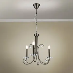 Orion Lustre Ariane, couleur nickel, Ø 50 cm, cristal, 3 lampesVendu parluminaire