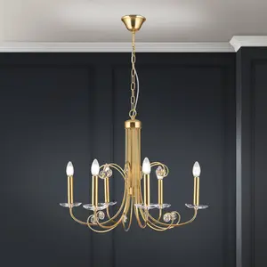 Orion Lustre Ariane, doré, Ø 67,5 cm, cristal, 6 lampesVendu parluminaire