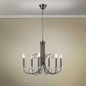 Orion Lustre Ariane, nickel, Ø 67,5 cm, cristal, 6 lampesVendu parluminaire
