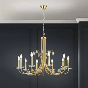Orion Lustre Ariane, doré, Ø 92 cm, cristal, 10 lampes