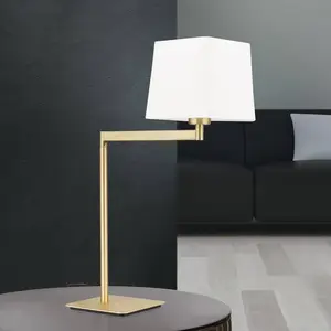Orion Lampe à poser textile Carlton, laiton mat pas cher