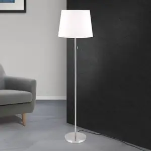 Orion Lampe sur pied textile Ludwig, nickel mat pas cher