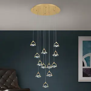 Orion Suspension LED Moon, cristal K9, 12 lampes doréeVendu parluminaire