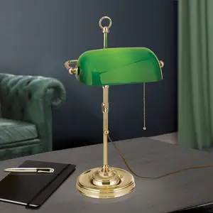 Orion Lampe de banquier Harvard interrupteur laiton/vert pas cher