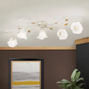 Orion Plafonnier Sisi, à cinq lampes, ivoire-doréVendu parluminaire