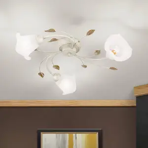 Orion Plafonnier Sisi, à trois lampes, ivoire-doréVendu parluminaire