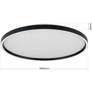 Orion Plafonnier LED Masca, noir, Ø 60 cm, CCT, métal, à intensité var...Vendu parluminaire