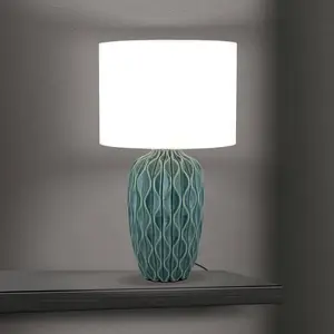 Orion Lampe de table Tortuga, vert/blanc, hauteur 49,5 cm, céramique/l... pas cher