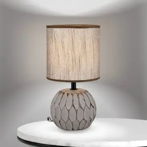 Orion Lampe de table Pinia, marron, hauteur 27,5 cm, céramique/lin pas cher