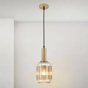 Orion Suspension Carneval, laiton vieilli/ambre, Ø 14 cm, verre pas cher