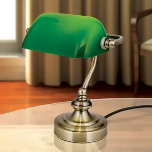 Orion Lampe à poser Zora avec abat-jour en verre vert pas cher