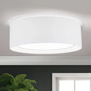 Orion Plafonnier rond en tissu Antoni, blanc pas cher