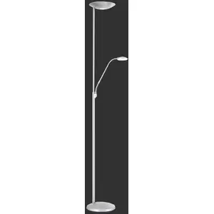 Orion Lampadaire à éclairage indirect LED Cobra avec lampe de lecture LED nickelVendu parluminaire