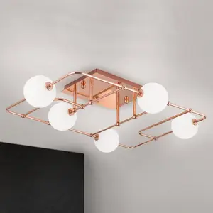 Orion Plafonnier LED Pipes en cuivre avec sphères verreVendu parluminaire
