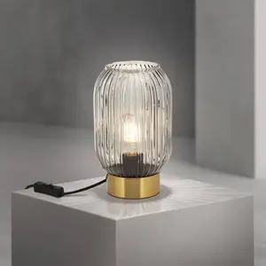 Orion Lampe à poser Carneval, gris fumé, verre, hauteur 23,5 cm, E27 pas cher