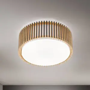 Orion Plafonnier Tarta, Ø 40 cm, bois, diffuseur textile, 3 x E27Vendu parluminaire