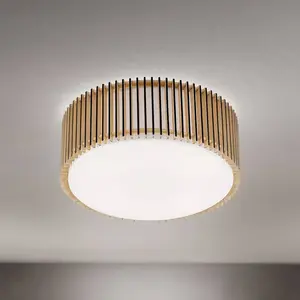 Orion Plafonnier Tarta, Ø 50 cm, bois, diffuseur textile, 4 x E27Vendu parluminaire