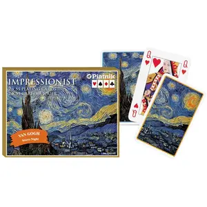 Comparateur de prix : Coffret de 2 jeux de 55 cartes VAN GOGH - NUIT ETOILEE PIATNIK Multicolore