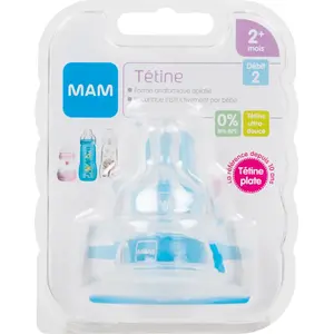 Comparateur de prix : MAM Accessoires pour Biberons Tétine Silicone +2m Débit 2 Moyen 2 unités