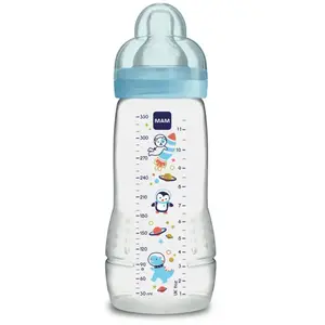 Comparateur de prix : Mam Biberon Easy Active Décoré 330 ml Bleu 2ème âge Tétine débit X
