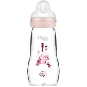 Comparateur de prix : Mam - Biberon en Verre 260 ml Rose - Tétine débit 2 - MAM