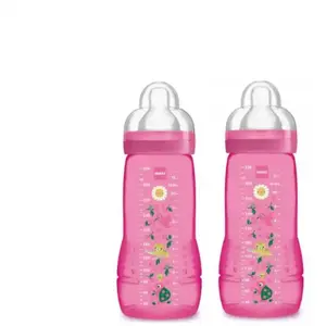 MAM Biberon Easy Active Coloré 330 ml Fille 2ème âge Tétine débit X x 2 pas cher
