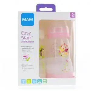 Biberon anti-colique Mam lot de 2 biberons 260 ml Africa rose Débit 2 pas cher