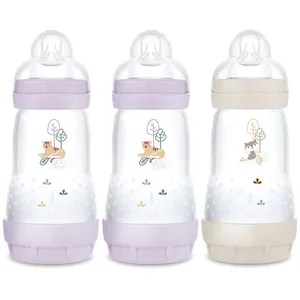 Comparateur de prix : MAM 3 biberons Easy Start 260ml Lilas+Lilas+Sable Tétine débit 2