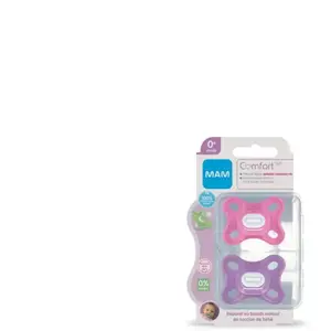Comparateur de prix : Mam Sucette Comfort Rose - 0+ Mois - Silicone - Boîte Stérilisation x2