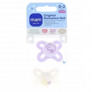 MAM Lot de 2 sucettes Original Naissance Nuit en silicone (0-2 mois) pas cher