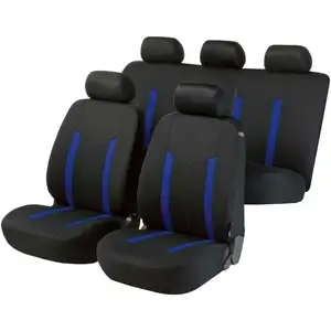 Housses de siège auto - WALSER - Hastings - Noir-Bleu - Compatible airbag - 100% polyester pas cher