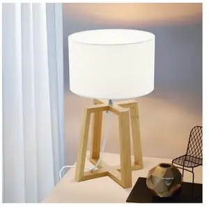 Comparateur de prix : Eglo Chietino Lampe De Table Avec Abat-Jour Rond Naturel, Chrome
